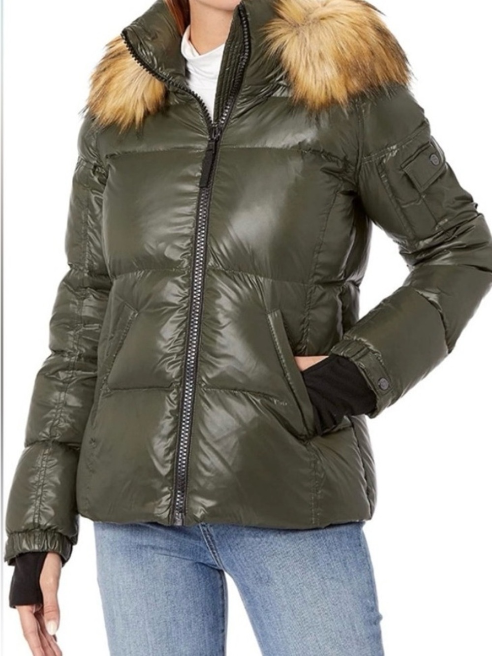 S13 Kylie Down Puffer with Faux Fur Trimmed Hood size medium